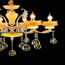 Caratteristica tradizionale classica in lega di zinco per lampadario in metallo con 6 lampadine in stile mini cristallo