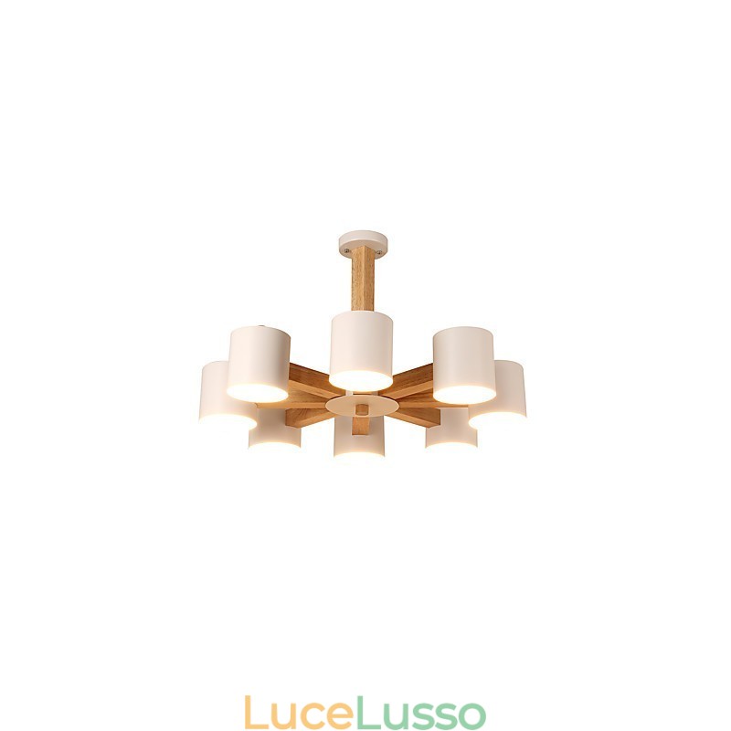 Lampadario a 8 luci moderno contemporaneo tradizionale classico vintage country legno caratteristica per legno