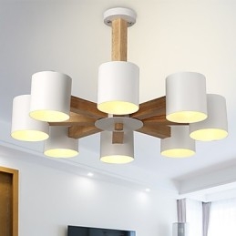 Lampadario a 8 luci moderno contemporaneo tradizionale classico vintage country legno caratteristica per legno