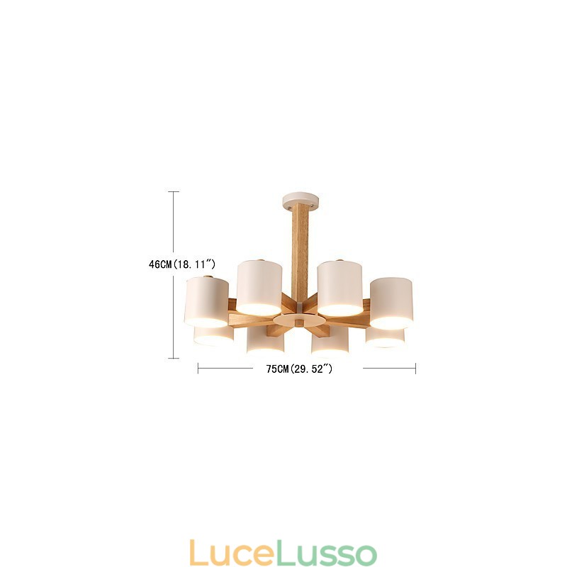 Lampadario a 8 luci moderno contemporaneo tradizionale classico vintage country legno caratteristica per legno