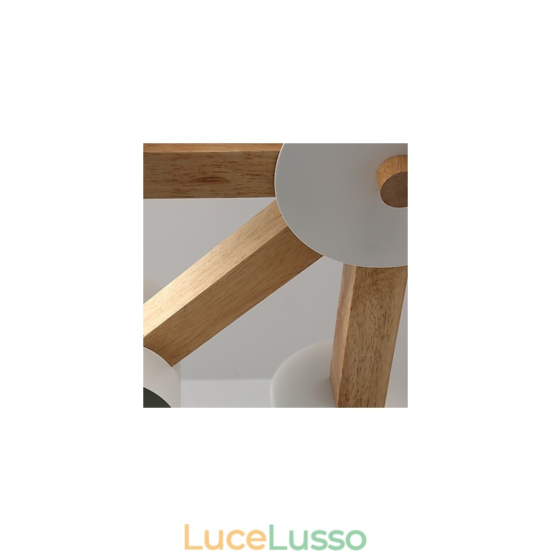 Lampadario a 8 luci moderno contemporaneo tradizionale classico vintage country legno caratteristica per legno