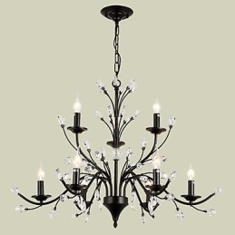 Lampadario di cristallo a 9 luci, moderno, contemporaneo, tradizionale, classico, vintage, retrò, country, dipinto, caratteristica