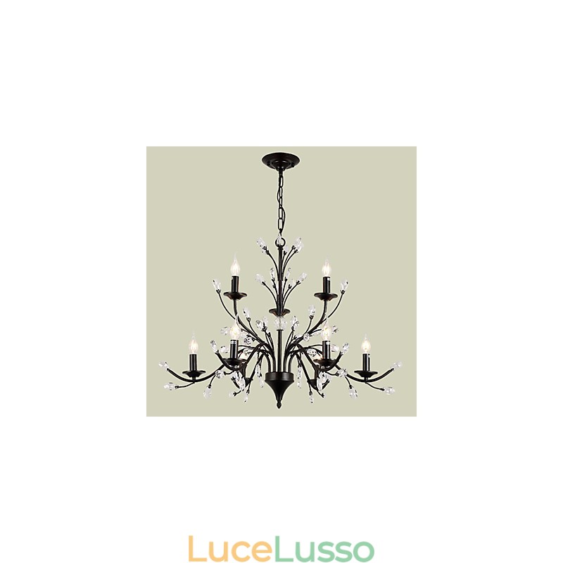 Lampadario di cristallo a 9 luci, moderno, contemporaneo, tradizionale, classico, vintage, retrò, country, dipinto, caratteristica
