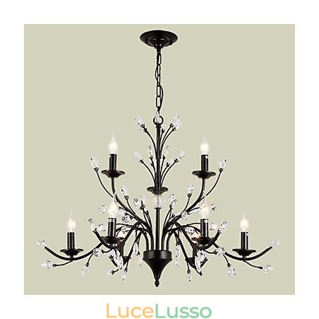 Lampadario di cristallo a 9 luci, moderno, contemporaneo, tradizionale, classico, vintage, retrò, country, dipinto, caratteristica Lampadario di cristallo a 9 luci, moderno, contemporaneo, tradizionale, classico, vintage, retrò, country, dipinto, caratteristica