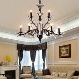 Lampadario di cristallo a 9 luci, moderno, contemporaneo, tradizionale, classico, vintage, retrò, country, dipinto, caratteristica