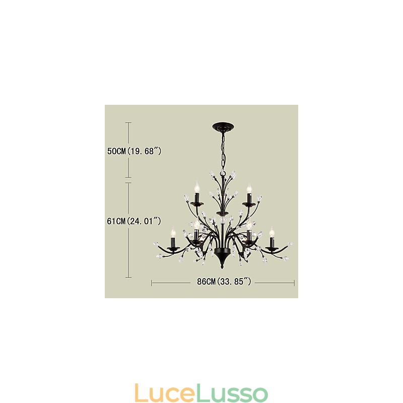Lampadario di cristallo a 9 luci, moderno, contemporaneo, tradizionale, classico, vintage, retrò, country, dipinto, caratteristica