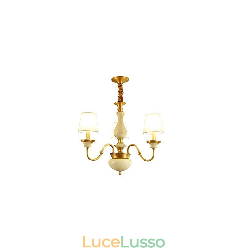 Lampadario tutto in rame Lampadario decorativo in giada