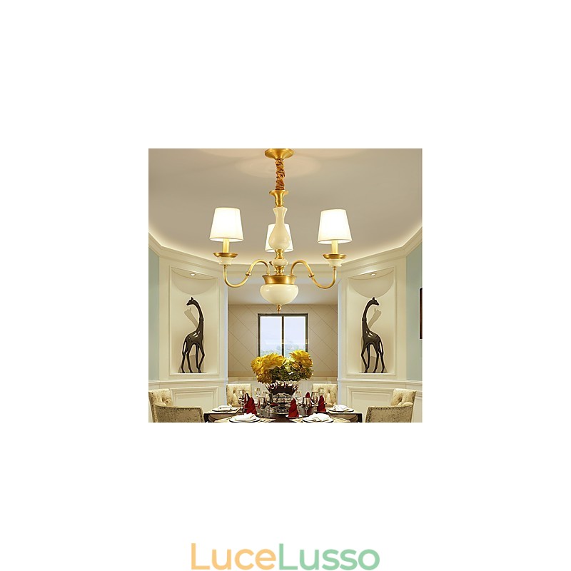Lampadario tutto in rame Lampadario decorativo in giada
