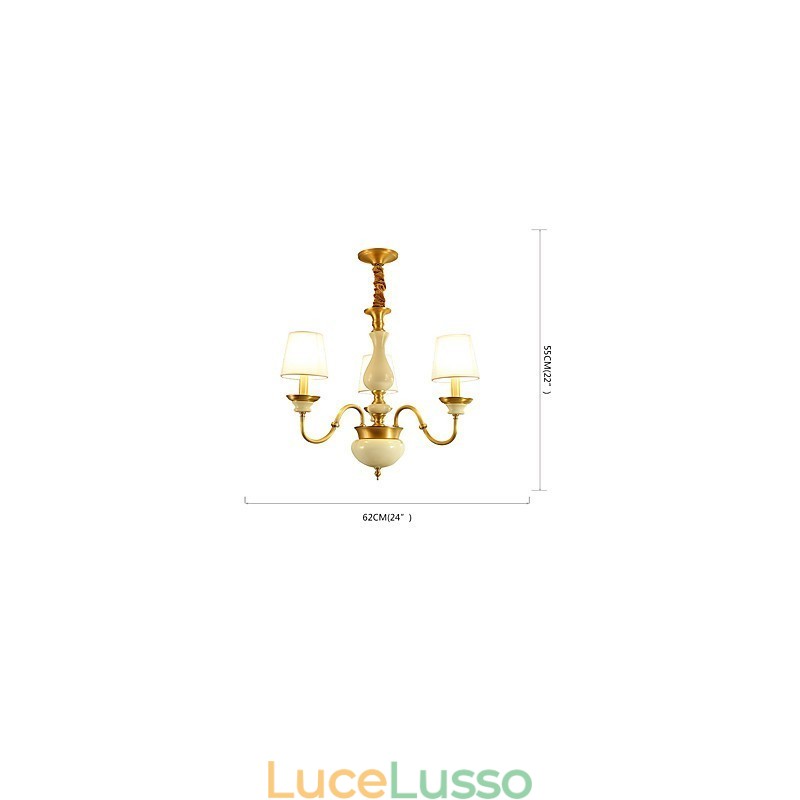 Lampadario tutto in rame Lampadario decorativo in giada