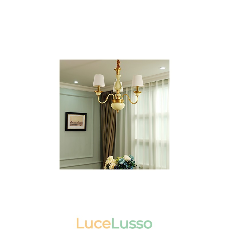 Lampadario tutto in rame Lampadario decorativo in giada