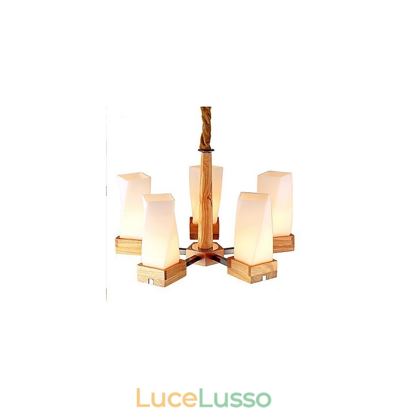 Semplice illuminazione artistica in legno massello Lampada da soffitto creativa Living