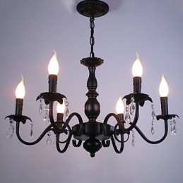 Lampadario in stile europeo, lampada a candela, lampada di cristallo, lampada artistica in ferro semplice, lampada decorativa