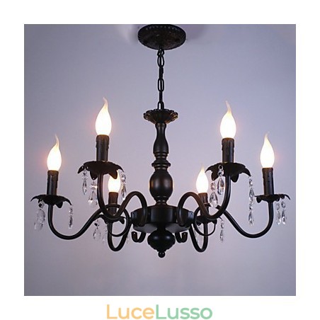 Lampadario in stile europeo, lampada a candela, lampada di cristallo, lampada artistica in ferro semplice, lampada decorativa Lampadario in stile europeo, lampada a candela, lampada di cristallo, lampada artistica in ferro semplice, lampada decorativa