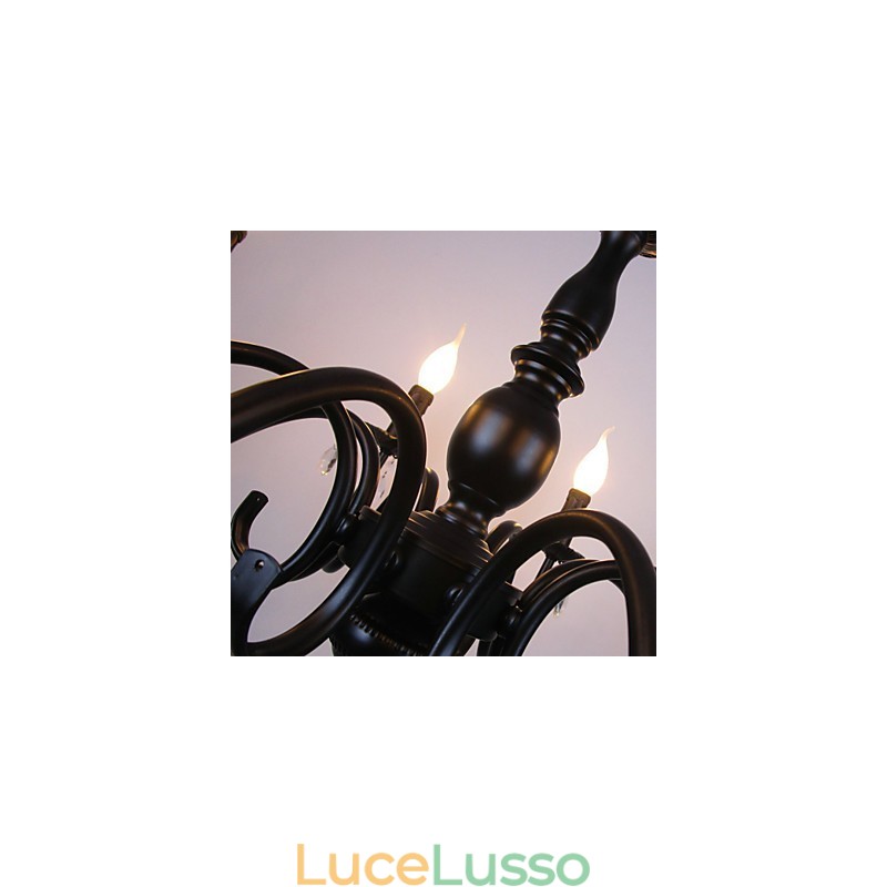 Lampadario in stile europeo, lampada a candela, lampada di cristallo, lampada artistica in ferro semplice, lampada decorativa