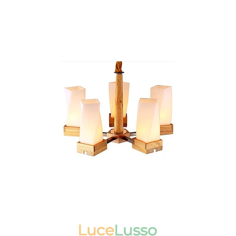Semplice illuminazione artistica in legno massello Lampada da soffitto creativa Living