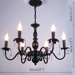 Lampadario in stile europeo, lampada a candela, lampada di cristallo, lampada artistica in ferro semplice, lampada decorativa
