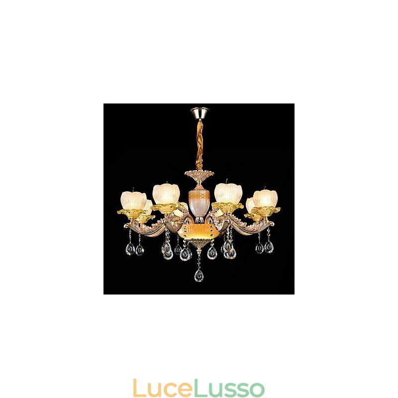 Caratteristica tradizionale classica in lega di zinco per lampadario in metallo con 8 lampadine in stile mini cristallo