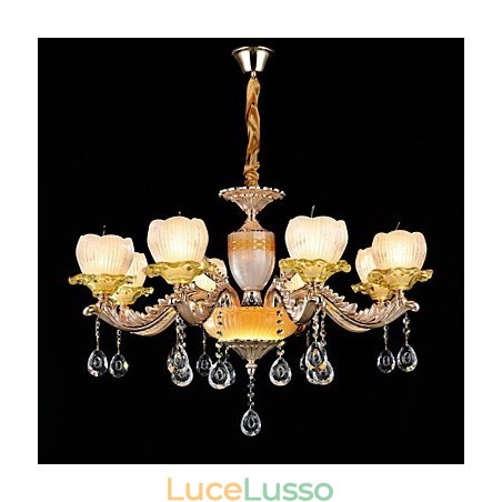 Caratteristica tradizionale classica in lega di zinco per lampadario in metallo con 8 lampadine in stile mini cristallo Caratteristica tradizionale classica in lega di zinco per lampadario in metallo con 8 lampadine in stile mini cristallo