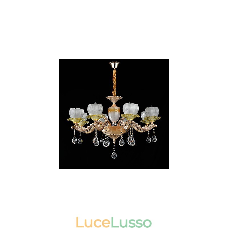 Caratteristica tradizionale classica in lega di zinco per lampadario in metallo con 8 lampadine in stile mini cristallo