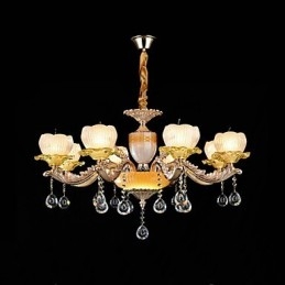 Caratteristica tradizionale classica in lega di zinco per lampadario in metallo con 8 lampadine in stile mini cristallo