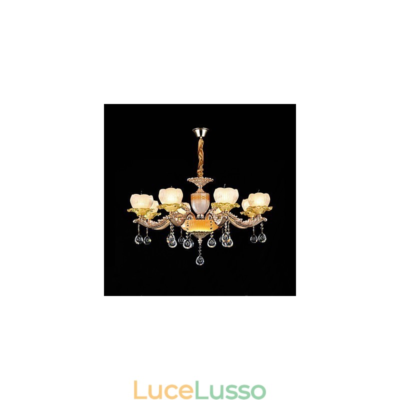 Caratteristica tradizionale classica in lega di zinco per lampadario in metallo con 8 lampadine in stile mini cristallo