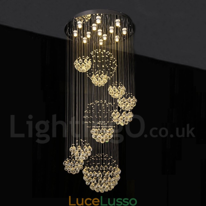 Lampadario moderno a sospensione in cristallo da 5 metri di lunghezza extra, lampadario a sospensione per la casa, lampade e infissi