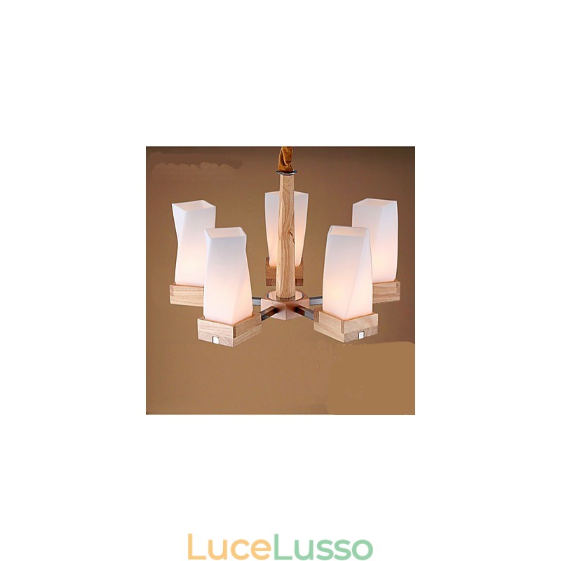Semplice illuminazione artistica in legno massello Lampada da soffitto creativa Living