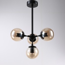Lampada a sospensione in metallo e vetro in stile europeo moderno a quattro luci Modo, lampadario industriale decorativo per foyer