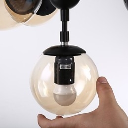 Lampada a sospensione in metallo e vetro in stile europeo moderno a quattro luci Modo, lampadario industriale decorativo per foyer
