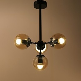 Lampada a sospensione in metallo e vetro in stile europeo moderno a quattro luci Modo, lampadario industriale decorativo per foyer