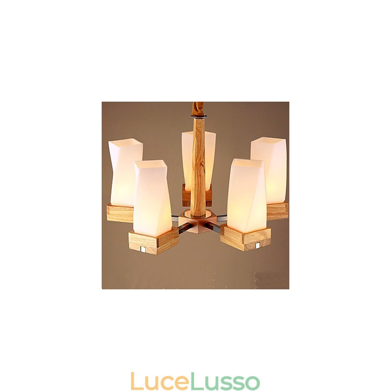 Semplice illuminazione artistica in legno massello Lampada da soffitto creativa Living
