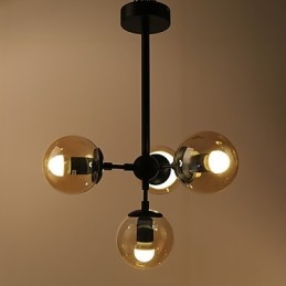 Lampada a sospensione in metallo e vetro in stile europeo moderno a quattro luci Modo, lampadario industriale decorativo per foyer