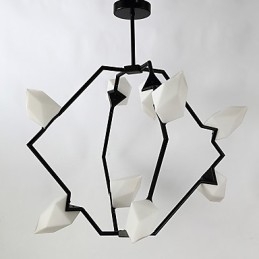 Lampadario moderno in metallo con vetro color pesca a nove luci, lampada a sospensione Canteen Decorate