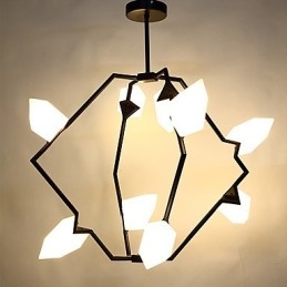 Lampadario moderno in metallo con vetro color pesca a nove luci, lampada a sospensione Canteen Decorate
