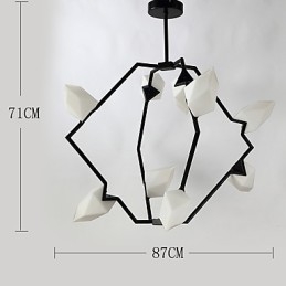 Lampadario moderno in metallo con vetro color pesca a nove luci, lampada a sospensione Canteen Decorate