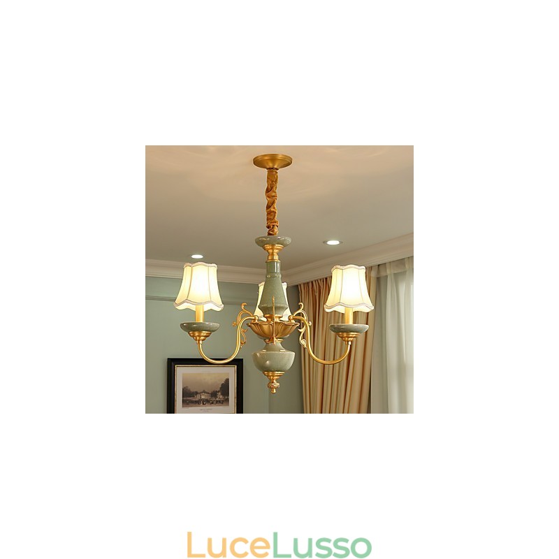 Lampadario tutto in rame Lampadario decorativo in giada OP0