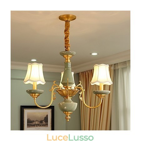 Lampadario tutto in rame Lampadario decorativo in giada OP0