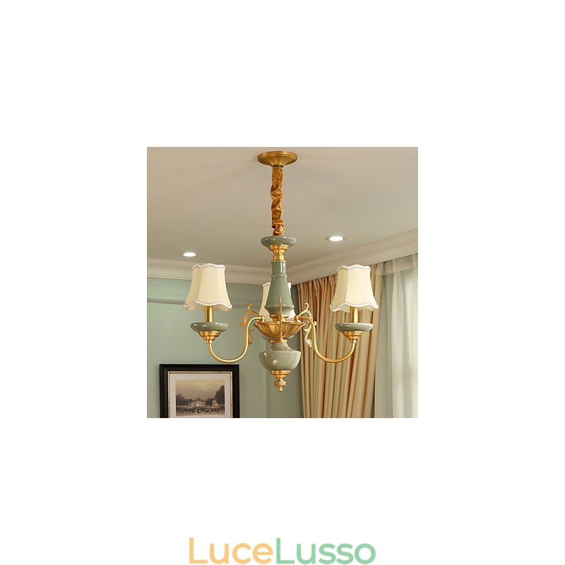 Lampadario tutto in rame Lampadario decorativo in giada OP0