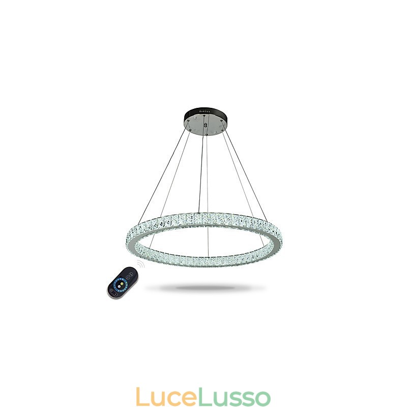Lampada a sospensione da soffitto ad anello dimmerabile, lampadario moderno, illuminazione interna con telecomando