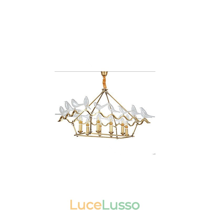 Lampadario in metallo moderno e contemporaneo in ottone per designer