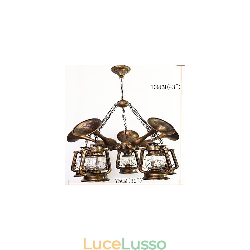 Rustic Lodge Vintage Retro Country Globe Painting Caratteristica per Mini Style Designers Lampadario in metallo