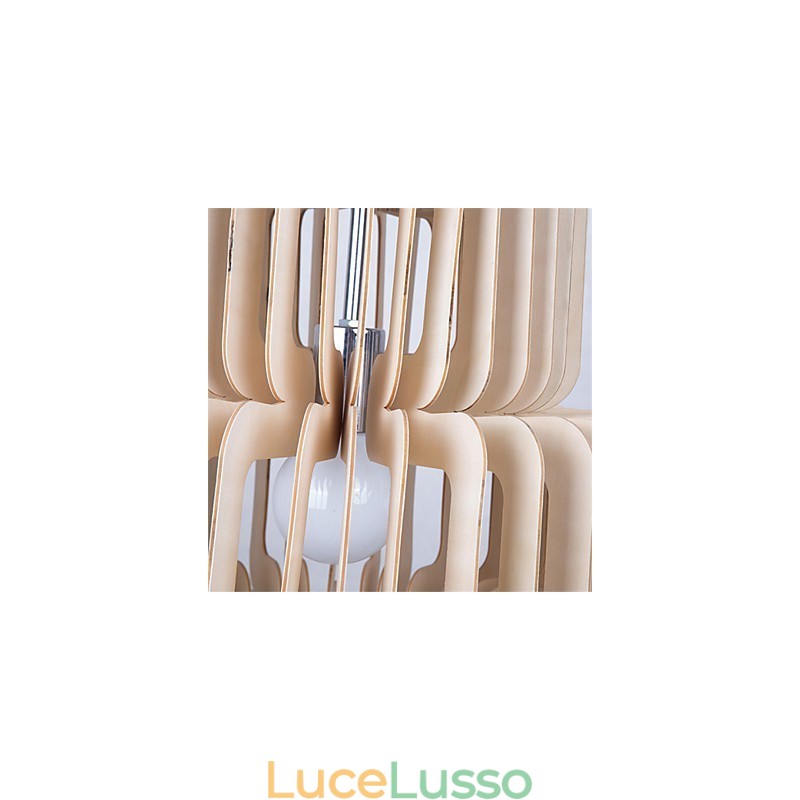 Lampadario in legno a tre strati vintage