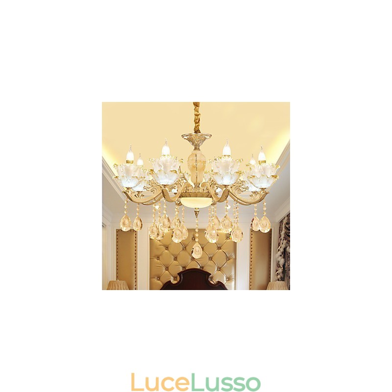 Lampadario in lega di zinco con cristallo in stile europeo