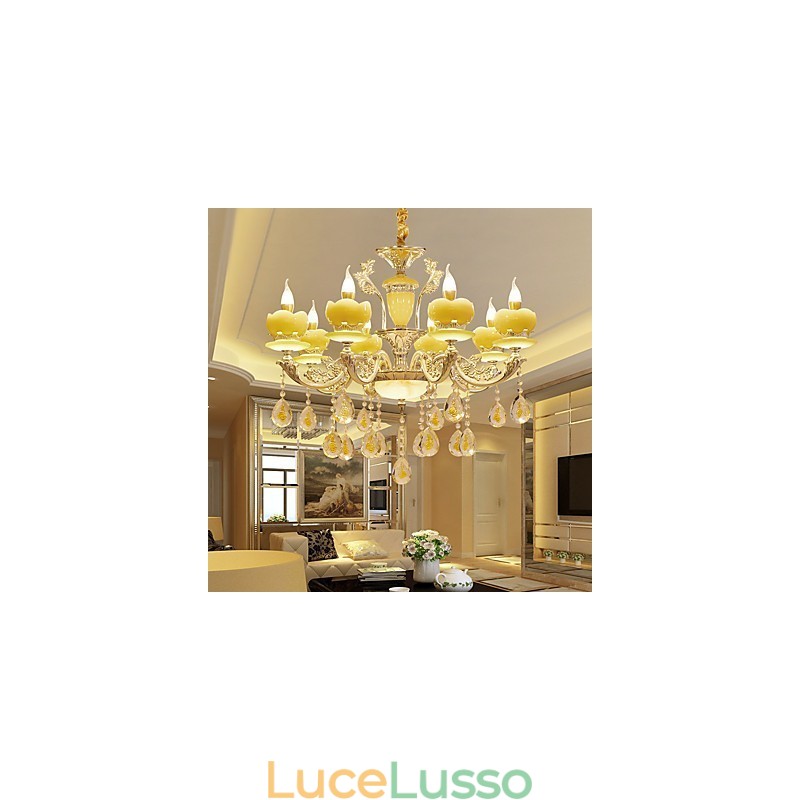 Lampadario in lega di zinco con cristallo in stile europeo