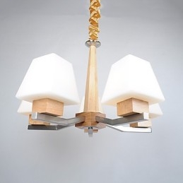 Lampadario in legno e bambù con caratteristica galvanica contemporanea moderna