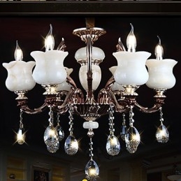 Lampada a sospensione in lega di zinco Jade, lampadario a 6 luci