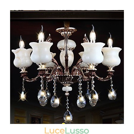 Lampada a sospensione in lega di zinco Jade, lampadario a 6 luci Lampada a sospensione in lega di zinco Jade, lampadario a 6 luci