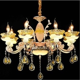 Caratteristica classica tradizionale elettroplaccata per lampadario in metallo stile mini in cristallo a 8 lampadine