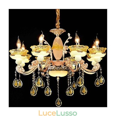 Caratteristica classica tradizionale elettroplaccata per lampadario in metallo stile mini in cristallo a 8 lampadine Caratteristica classica tradizionale elettroplaccata per lampadario in metallo stile mini in cristallo a 8 lampadine