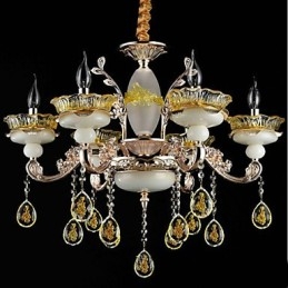 Caratteristica classica tradizionale elettroplaccata per lampadario in metallo stile mini in cristallo a 8 lampadine
